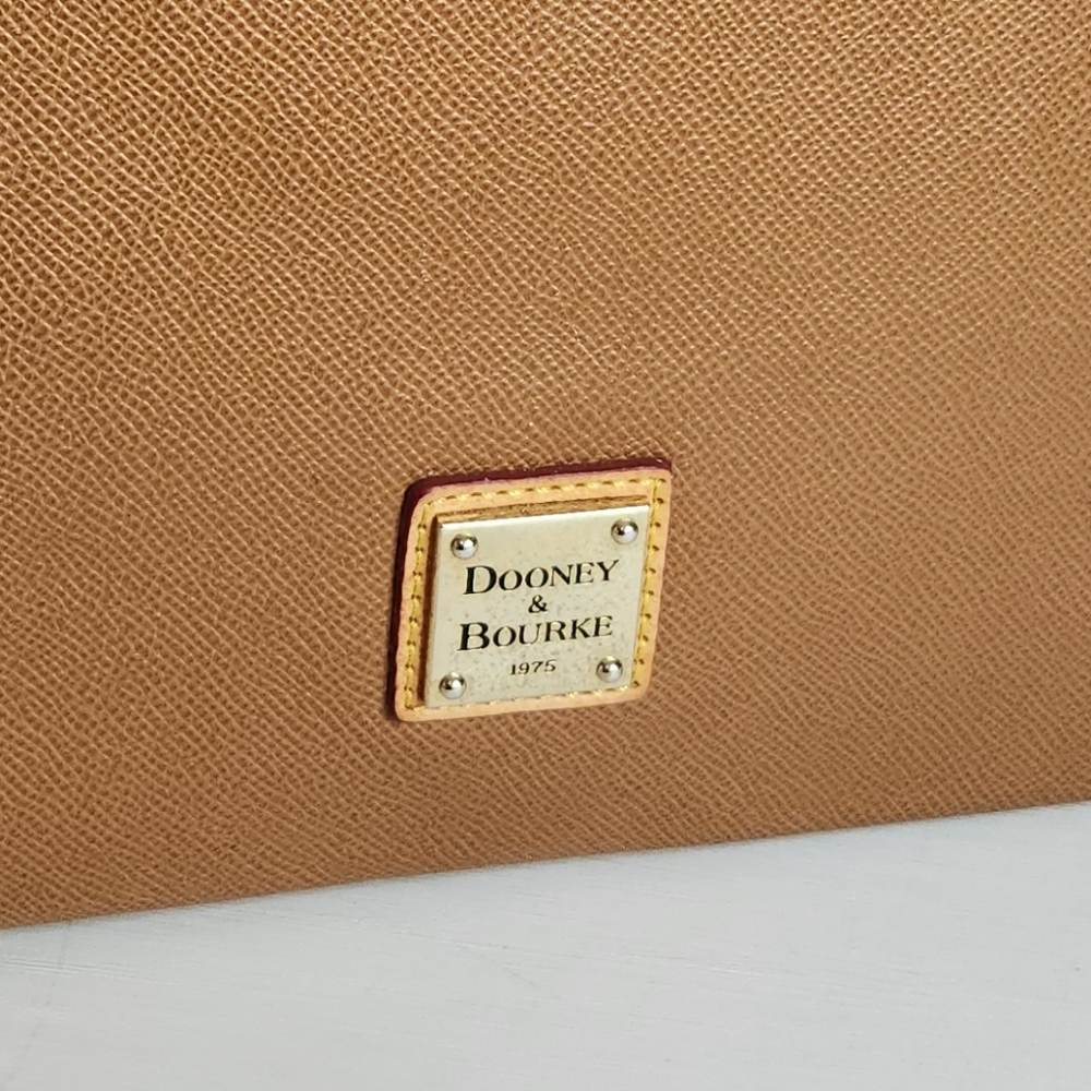Authentic Dooney & Bourke Janine Satchel Tan Leather FLAWED see description - Picture 3 of 16
